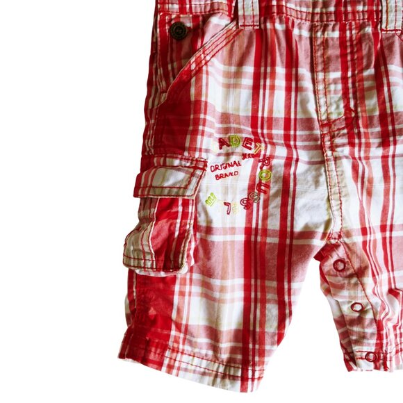 Cadet Rousselle Multiple Pockets Plaid Shortalls 18 Months - Picture 5 of 10